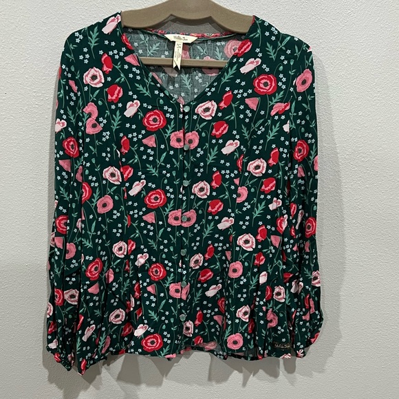 Matilda Jane Yesteryear Green Floral Top, Size Large - Picture 2 of 7